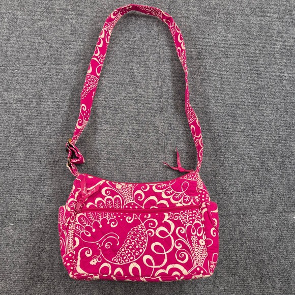 Vera Bradley Handbags - Vera Bradley Twirly Birds Quilted Cotton Crossbody Bag Paisley Floral Pink